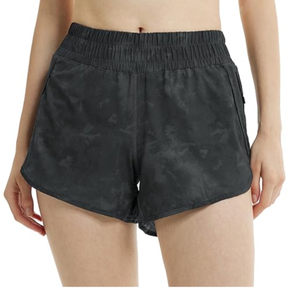 Women's Nylon Running Track Shorts with Interior Panty, Quick Drying, Deep Gray